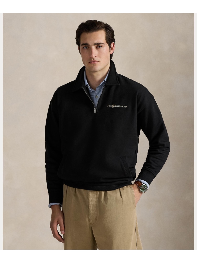 POLO RALPH LAUREN 伸び伸びする 填まる ロゴタイプ フリース トレーナー ラルフローレン トップス スウェット・トレーナー 黒いこと【貨物輸送無料】