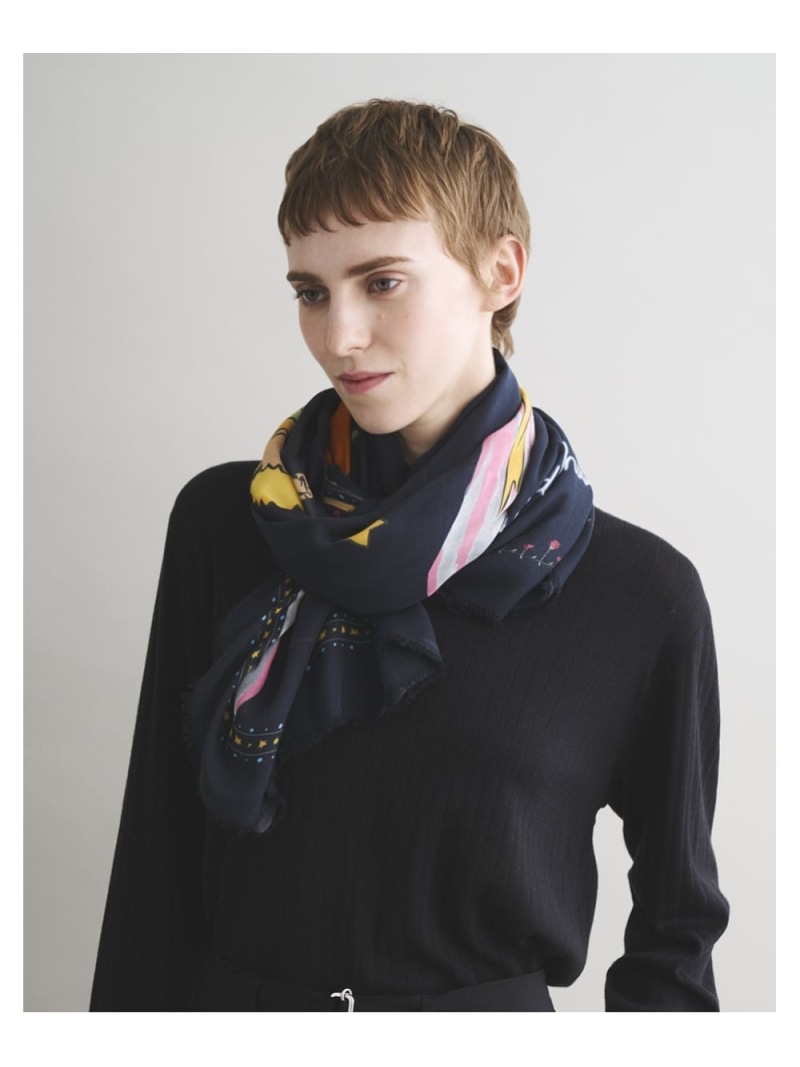 ファリエロ　サルティ　クリーニング済み　ネイビーチェック　マフラー ファリエロ サルティ クリーニング済み ネイビーチェック マフラー