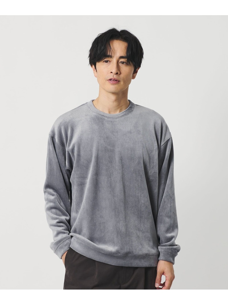 BEAUTY&YOUTH UNITED ARROWS ボンディング コーデュロイ クルーネック トップス ユナイテッドアローズ アウトレット トップス カットソー・Tシャツ ネイビー ホワイト【送料無料】｜ Fashion Men