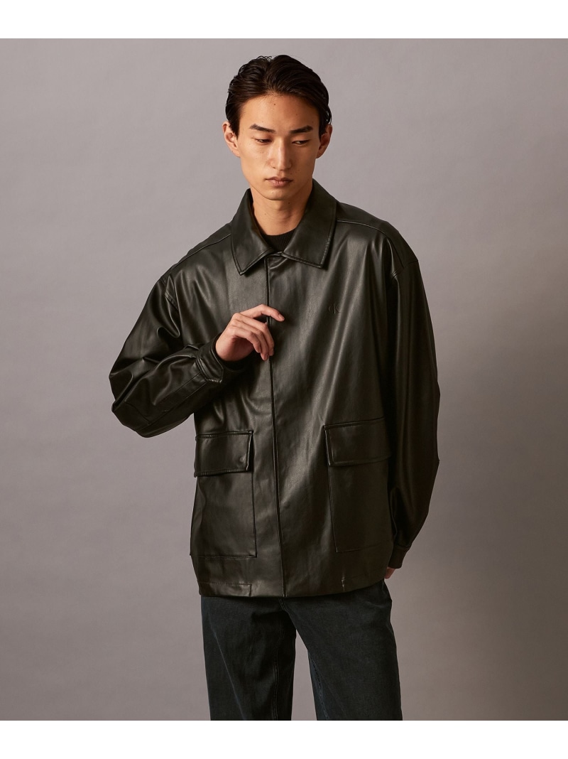 【SALE／30%OFF】Calvin Klein Jeans (M)【公式ショップ】 カルバンクライン フェイクレザージャケット Calvin Klein Jeans J400485 カルバン・クライン ジャケット・アウター ブルゾン・ジャンパー ブラック【RBA_E】【送料無料】