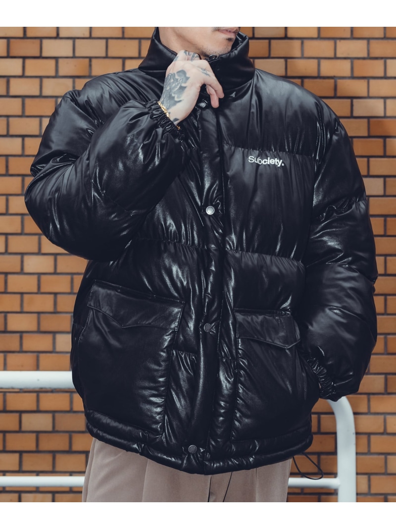 【SALE／55%OFF】Subciety FAUX LEATHER PADDED JKT サブサエティ ジャケット・アウター ダウンジャケット・ダウンベスト 緑であること 黒いこと 赤銅色【RBA_E】【貨物輸送無料】
