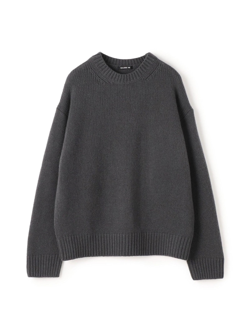 GALERIE VIE ファインウールクルーネックニット トゥモローランド トップス 編み物 薄墨色 黒いこと【貨物輸送無料】