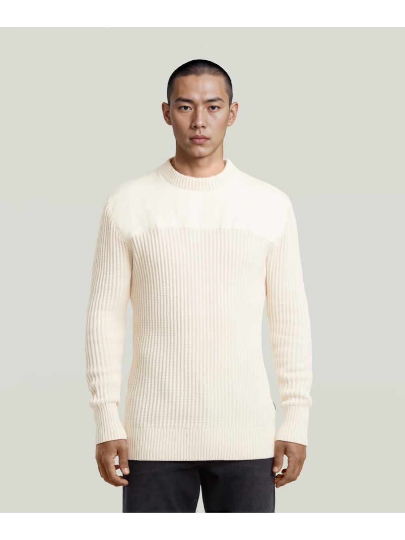 【SALE／40%OFF】G-Star RAW 【公式ショップ】Army Rib Knit Pullover/ミリタリーディテールリブニットセーター ジースターロゥ トップス ニット ホワイト【RBA_E】【送料無料】｜ Fashion Men