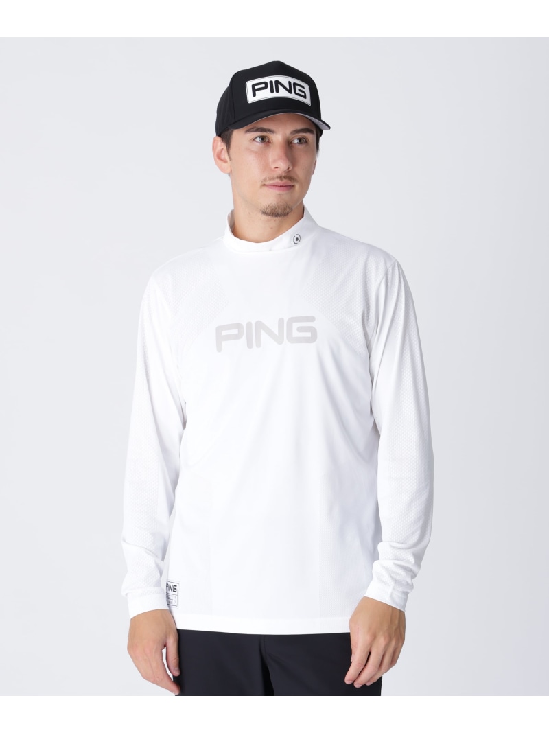 PING APPAREL メッシュジャカードハイネックシャツ ＜GOLD＞ (MENS) ピン アパレル トップス その他のトップス ホワイト パープル ブラック グレー【送料無料】