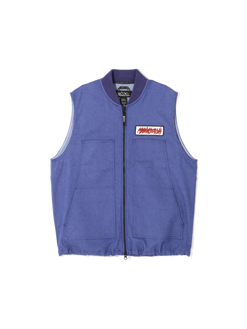MANASTASH MANASTASH/マナスタッシュ/PATCHED LOGO WORK VEST マナスタッシュ トップス ベスト・ジレ ブラック ブルー【送料無料】｜ Fashion Men