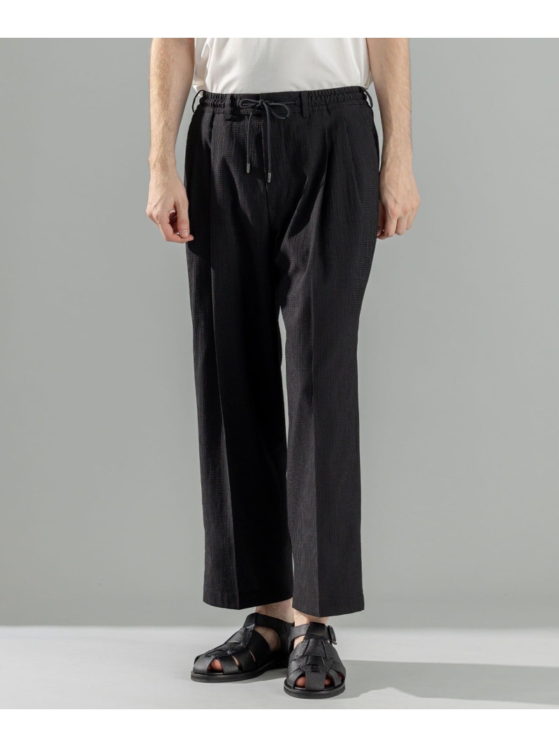 JOSEPH HOMME 新素材【通気性/ストレッチ】トリコサッカーストレッチ ドロスト付ワイドパンツ / BAILEY CONVERTIBLE ジョゼフ オム パンツ その他のパンツ ブラック ネイビー【送料無料】