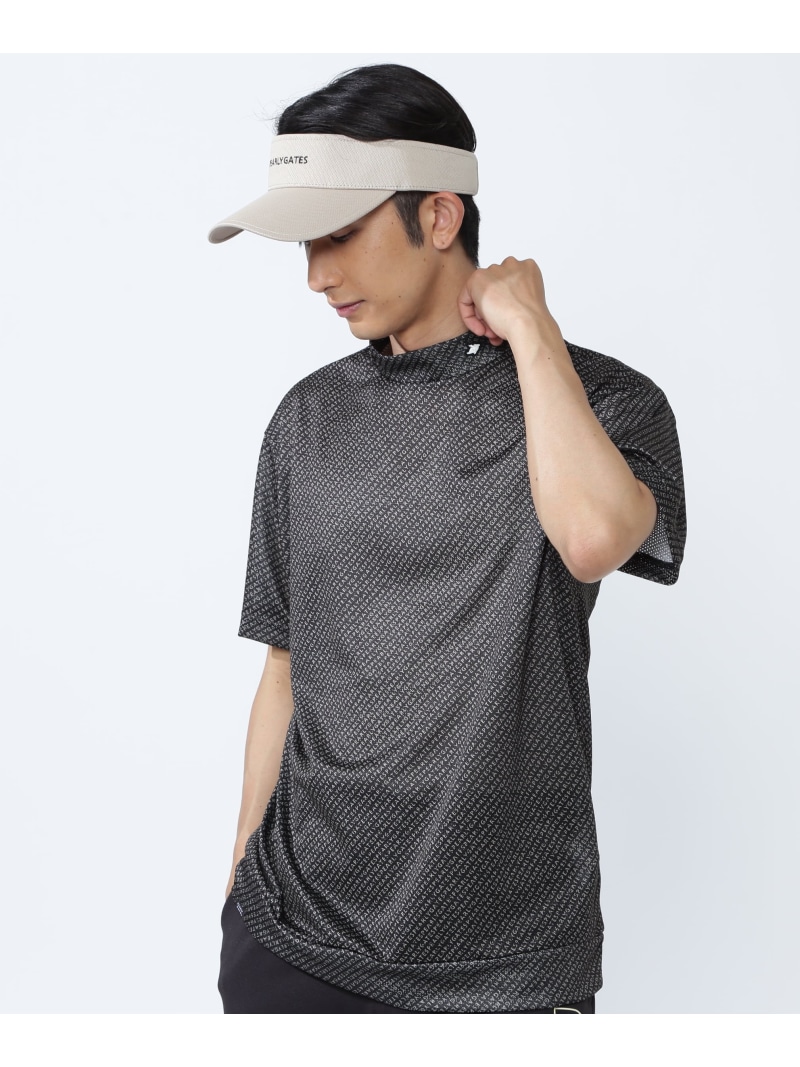 PEARLY GATES KAZEメッシュ半袖ハイネックカットソー ＜ロゴバイヤスボーダー柄＞ パーリーゲイツ トップス その他のトップス ブラック ホワイト【送料無料】