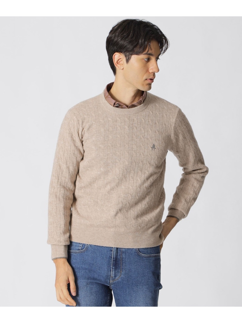 【SALE／30%OFF】Paul Stuart 【WEB・一部店舗限定】ミニケーブル柄クルーネックセーター ポール・スチュアート トップス ニット ブルー ネイビー ベージュ グレー【RBA_E】【送料無料】 17,325円