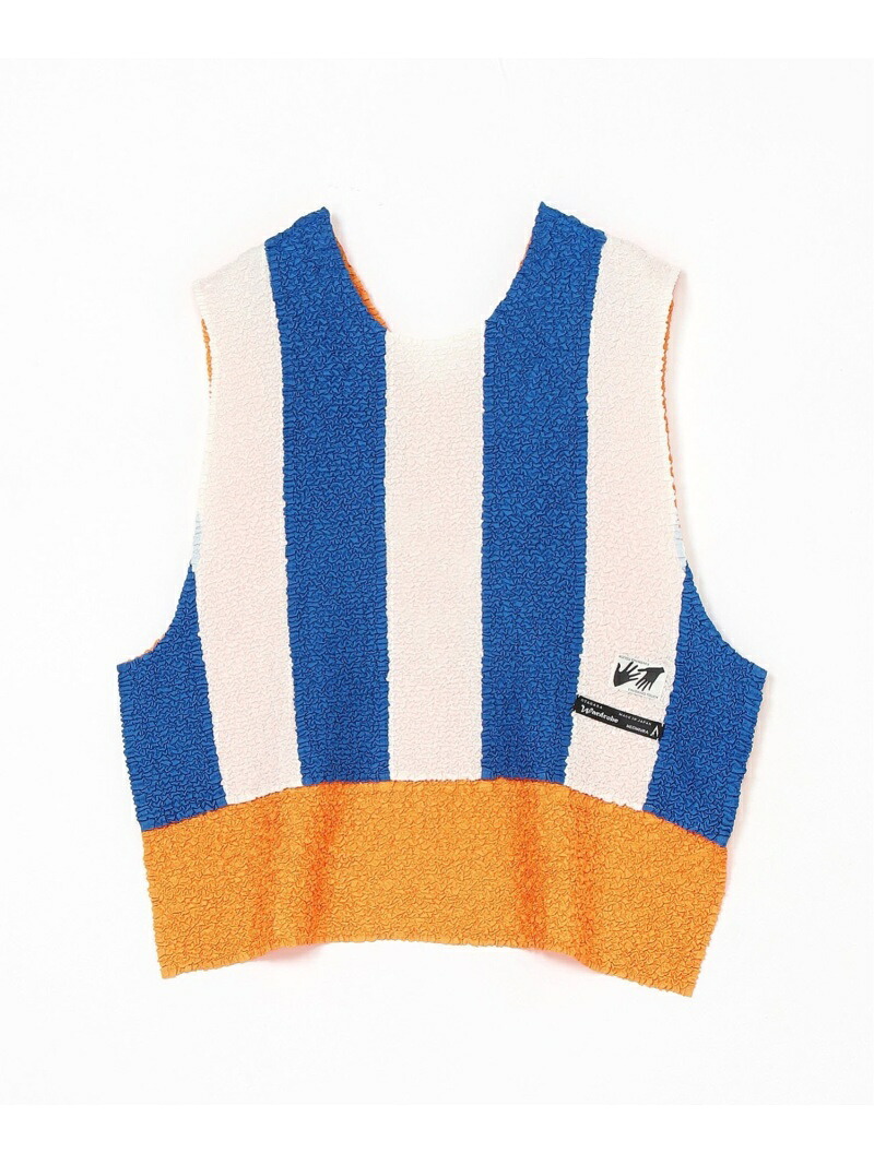 MEGMIURA WARDROBE MEGMIURA WARDROBE/(U)Stripe Shirring Vest メグミウラ トップス ベスト・ジレ グレー ブルー ホワイト【送料無料】