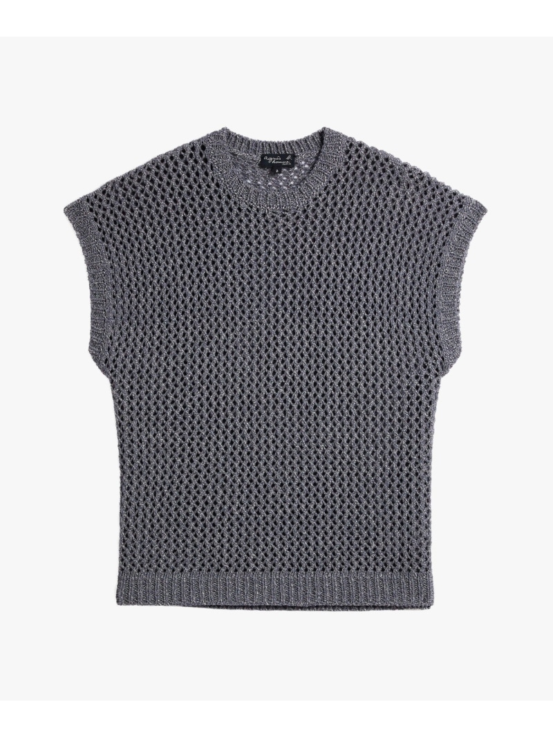 【SALE／46%OFF】agnes b. HOMME メンズ フィッシュネット コットン ノースリーブ ニット プルオーバー "Cary" アニエスベー トップス ニット グレー【RBA_E】【送料無料】｜ Fashion Men