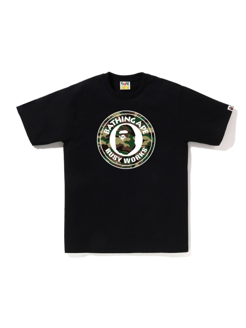 A BATHING APE GLITCH WOODLAND CAMO BUSY WORKS TEE ア ベイシング エイプ トップス カットソー・Tシャツ ホワイト ブラック【送料無料】| Fashion Men