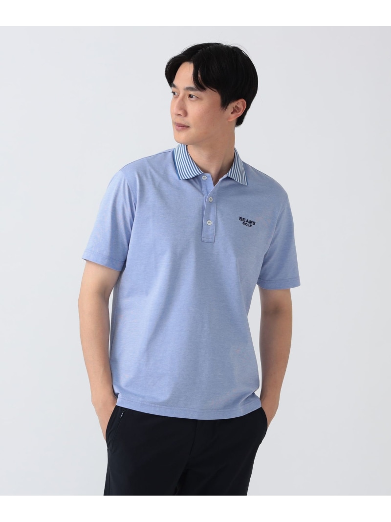 BEAMS GOLF PURPLE LABEL PURPLE LABEL / 衿裏ロゴタイプ スポーツシャツ ビームス ゴルフ トップス スウェット・トレーナー 青色 薄墨色 白いこと【貨物輸送無料】