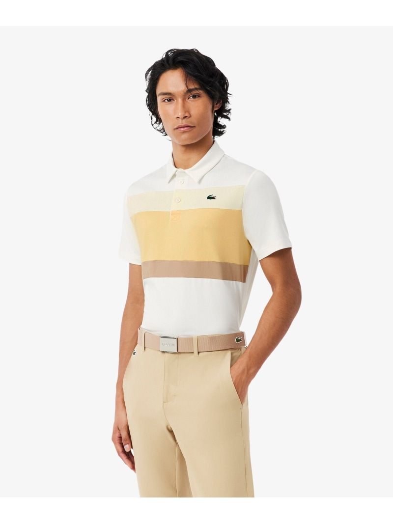 LACOSTE ウルトラドライ ストレッチカラーブロックゴルフポロシャツ ラコステ トップス ポロシャツ ホワイト ブルー【送料無料】