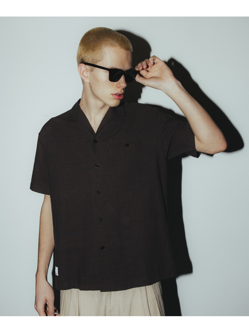 【SALE／20%OFF】Schott MIX SHARK COLLAR SS SHIRT/ミックス シャークカラー 半袖シャツ ショット トップス シャツ・ブラウス ブラウン ブラック【RBA_E】【送料無料】｜ Fashion Men