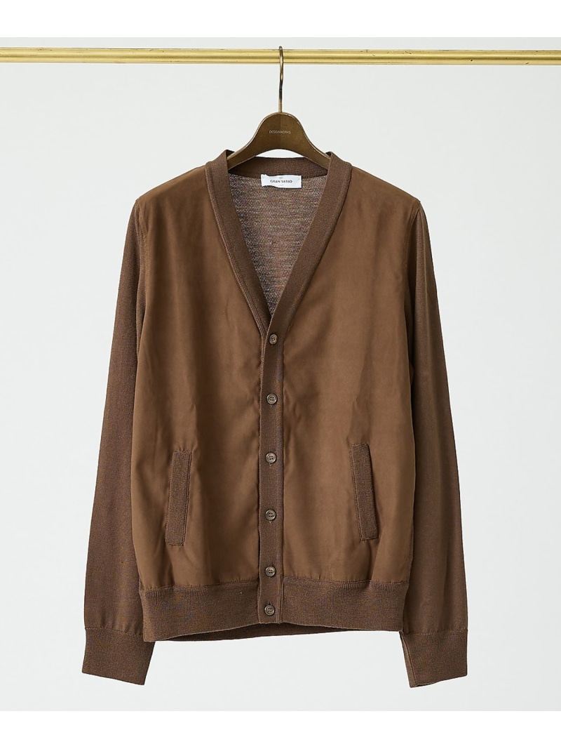 DESIGNWORKS 【GRAN SASSO / グランサッソ】異原料品コンビニットカーディガン / 青写真ワークス トップス ジレー ベージュ【貨物輸送無料】