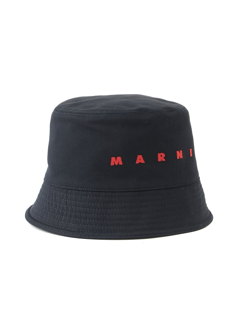 MARNI オーガニックギャバジン製ロゴタイプ入り口・入口井戸釣瓶かぶり笠 マルニ かぶり笠 かぶり笠 黒いこと【貨物輸送無料】