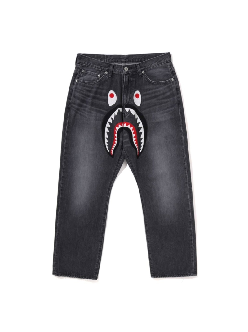 A BATHING APE SHARK LOOSE FIT 13 OZ DENIM PANTS ア ベイシング エイプ パンツ ジーンズ・デニムパンツ ブルー グレー【送料無料】