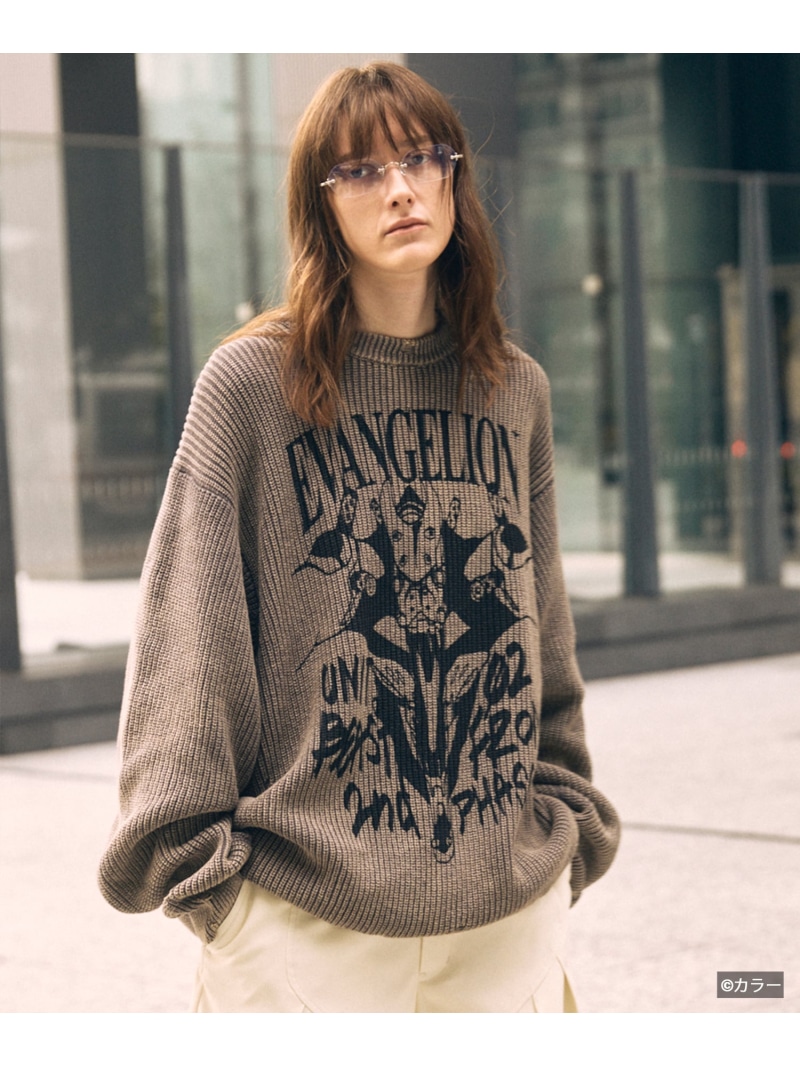 MAISON SPECIAL 【EVANGELION for MAISON SPECIAL】Prime-Over Crew Neck Distressed Knit メゾンスペシャル トップス 編み物【貨物輸送無料】