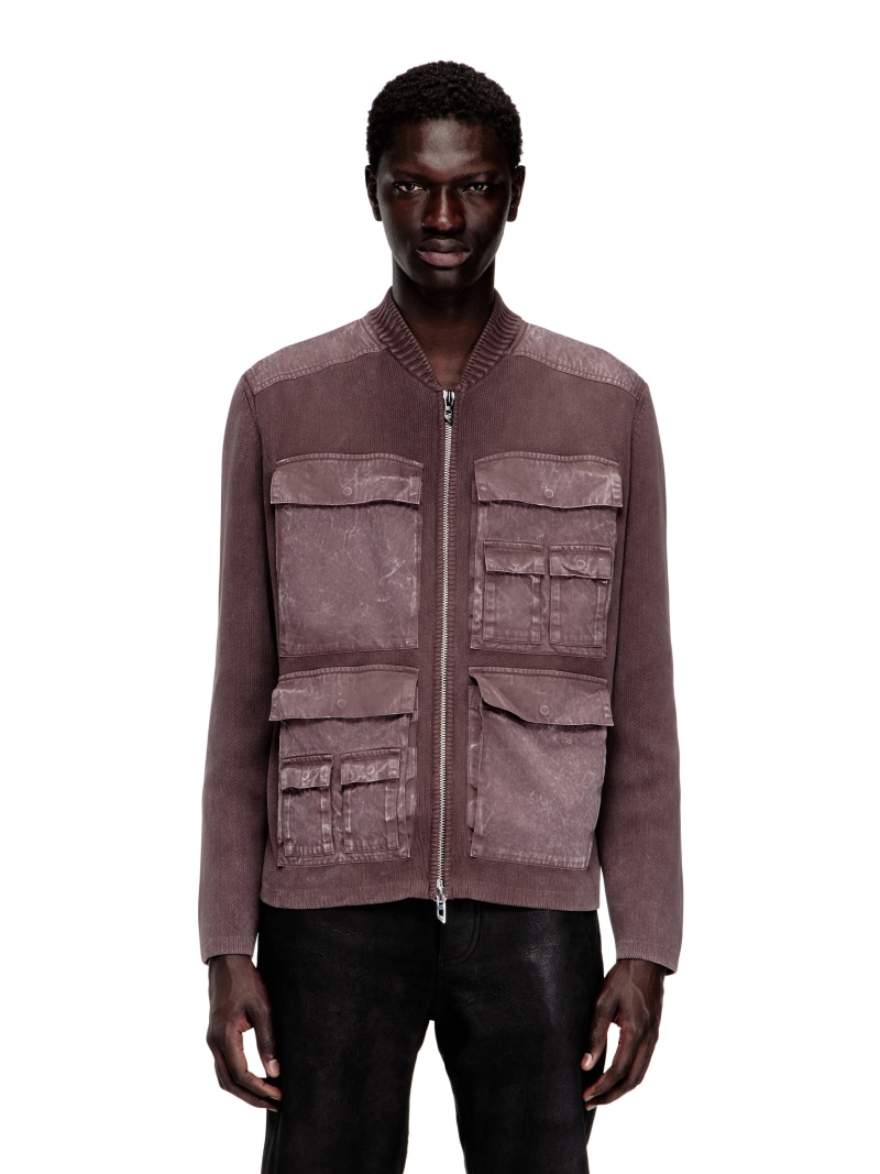 DIESEL メンズ ジップアップニット K-GEROME ディーゼル トップス ニット ブラウン【送料無料】