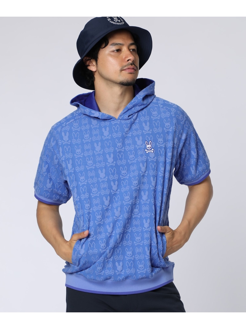 Psycho Bunny [GOLF]ジャガードロゴモノグラム 半袖パーカ サイコバニー トップス カットソー・Tシャツ ブラック ホワイト【送料無料】｜ Fashion Men
