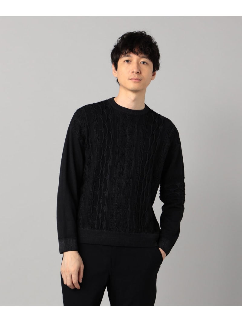 【SALE/46%OFF】β MEN COOGI(クージー)柄 クルーセーター コムサメン トップス ニット カーキグリーン グレー ネイビー【RBA_E】【送料無料】| Fashion Men