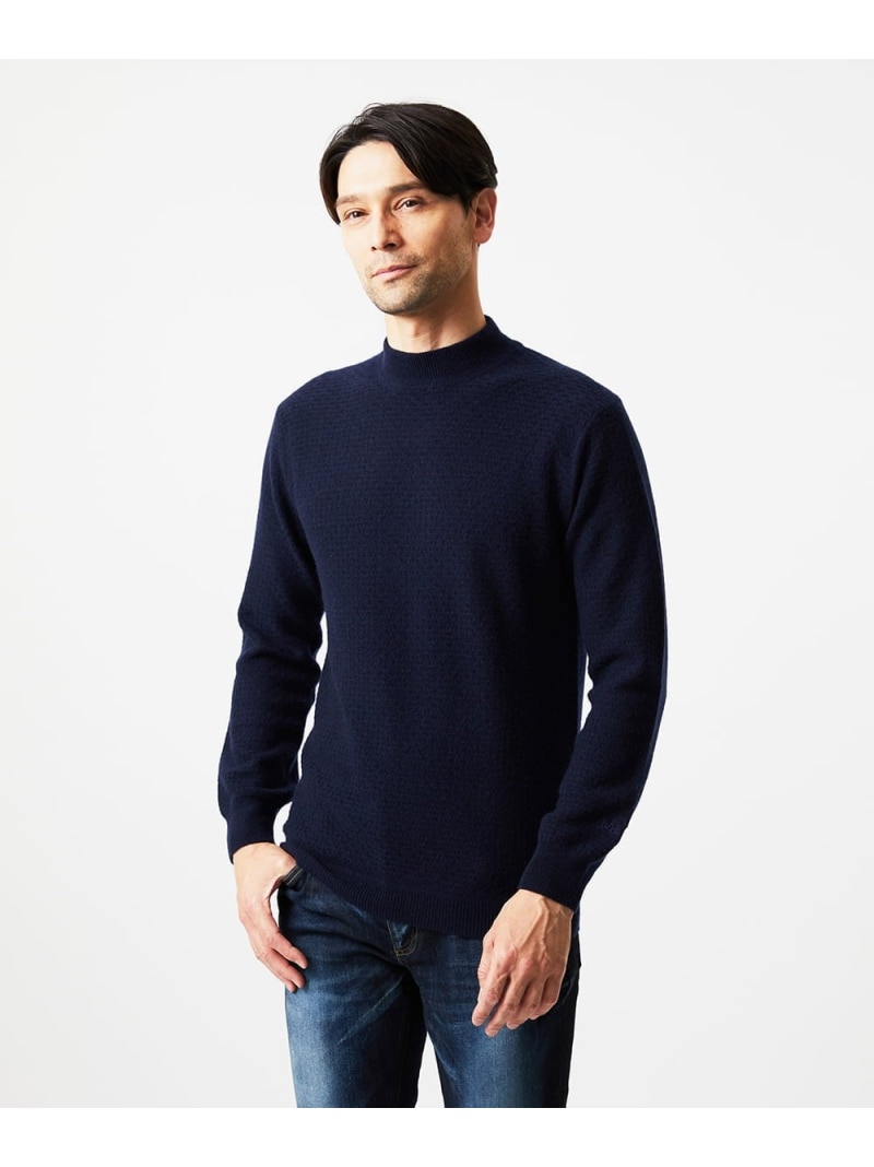 MICHEL KLEIN HOMME カシミヤモックネックニット ミッシェルクランオム トップス ニット ネイビー【送料無料】