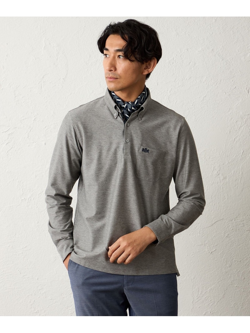 【SALE/22%OFF】BAKER STREET デニム調ロングスリーブポロシャツ ベイカー・ストリート トップス ポロシャツ グレー ネイビー【RBA_E】【送料無料】