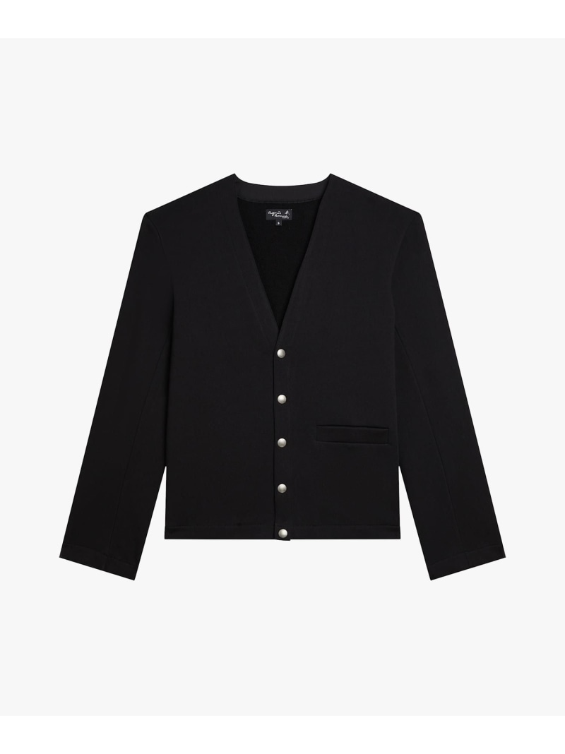 agnes b. HOMME メンズ 綿織物 メルトン V素っ首 長袖 カーディガンプレッション \"Gant\"" アニエスベー トップス ジレー 黒いこと【貨物輸送無料】"