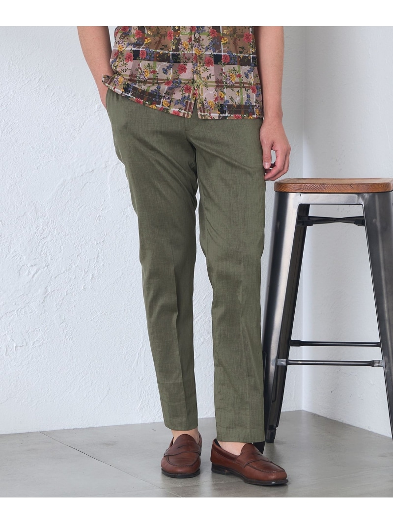 BAKER STREET 【ウォッシャブル】【Adjustable Fit】麻混COOLMAXトロピカルトラウザース ベイカー・ストリート パンツ スラックス・ドレスパンツ グレー グリーン【送料無料】