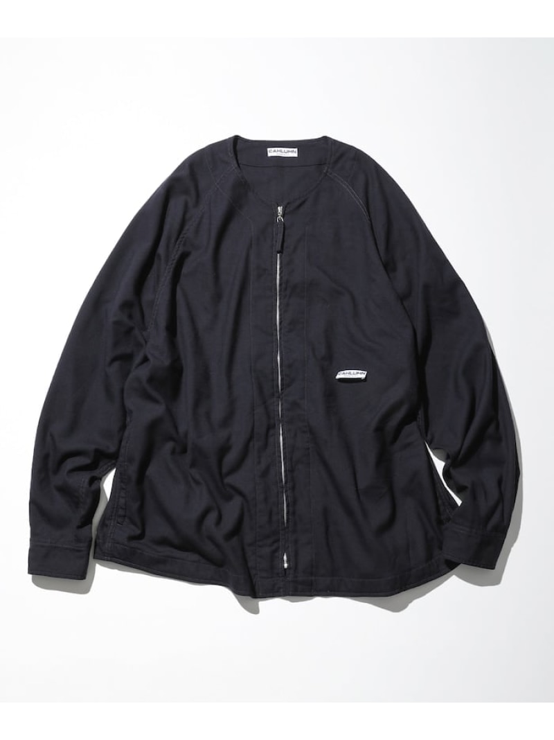 CAHLUMN Wool Flannel Baseball Shirt フリークスストア トップス シャツ・ブラウス ネイビー【送料無料】