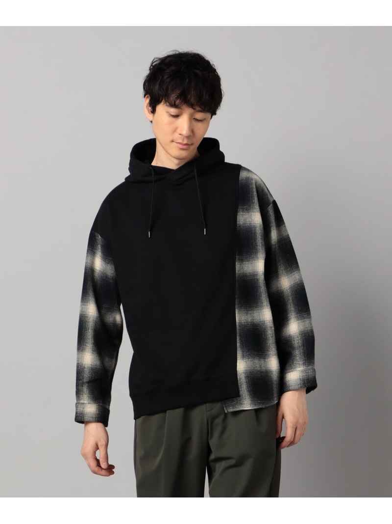 【SALE／51%OFF】β MEN オンブレ-切替 パーカ コムサメン トップス パーカー・フーディー ブラック ネイビー【RBA_E】【送料無料】