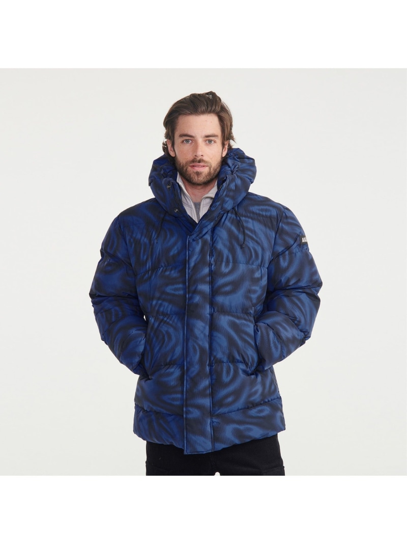 【SALE／30%OFF】AIGLE 撥水 フーデッドジャケットオールオーバープリント エーグル ジャケット・アウター 牟礼パーカー 青色【RBA_E】【貨物輸送無料】