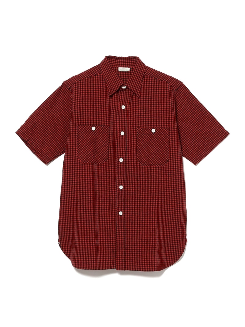 BEAMS PLUS WAREHOUSE & CO. / Lot 3056 SHORT SLEEVE CHECK WORK SHIRTS ビームス メン トップス シャツ・ブラウス ブルー レッド【送料無料】