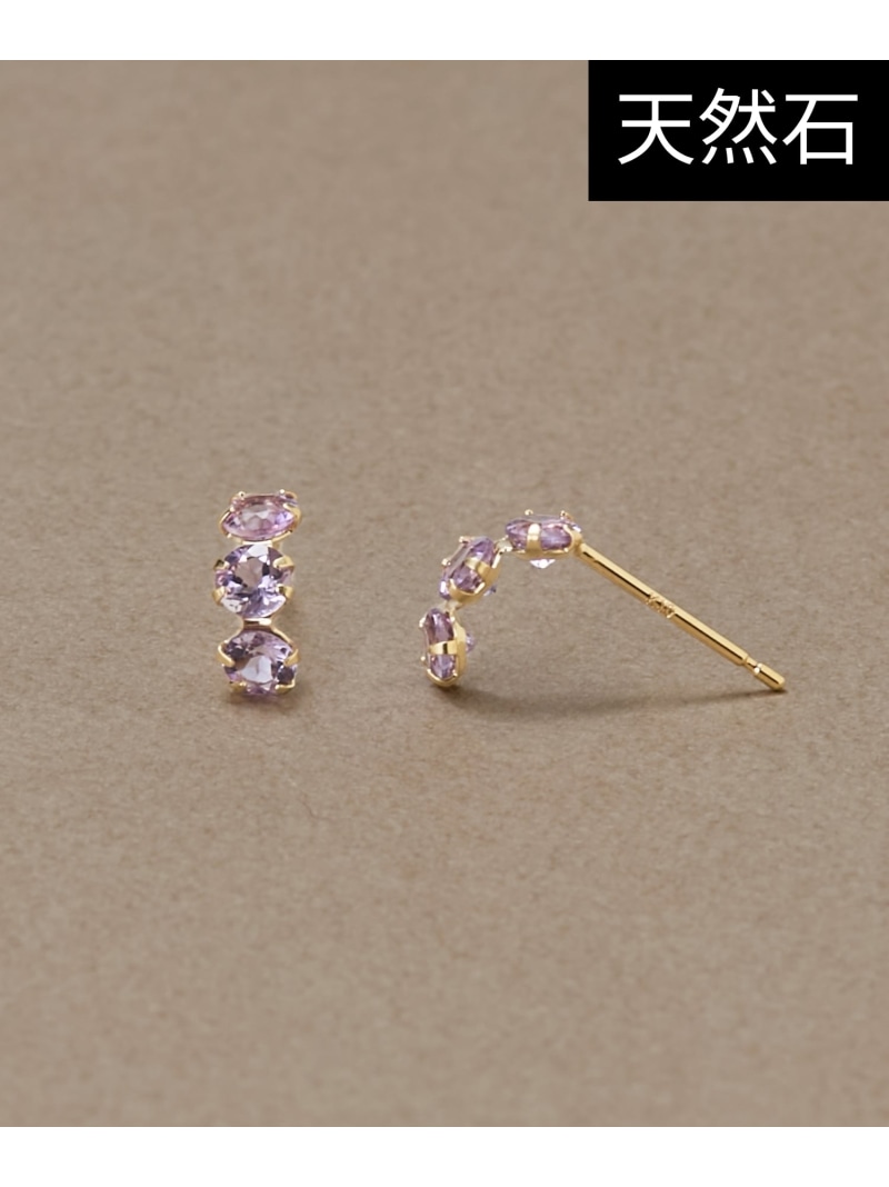 JUPITER 【K10】天然石フープピアス ライトアメシスト ジュエルアディクト 付属品・ウオッチ ピアス パープル【貨物輸送無料】