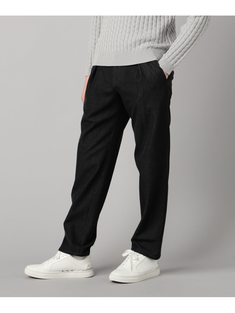 COMME CA MEN 尾州産裏起毛 2WAYストレッチ タックパンツ コムサメン パンツ その他のパンツ ブラック ネイビー【送料無料】
