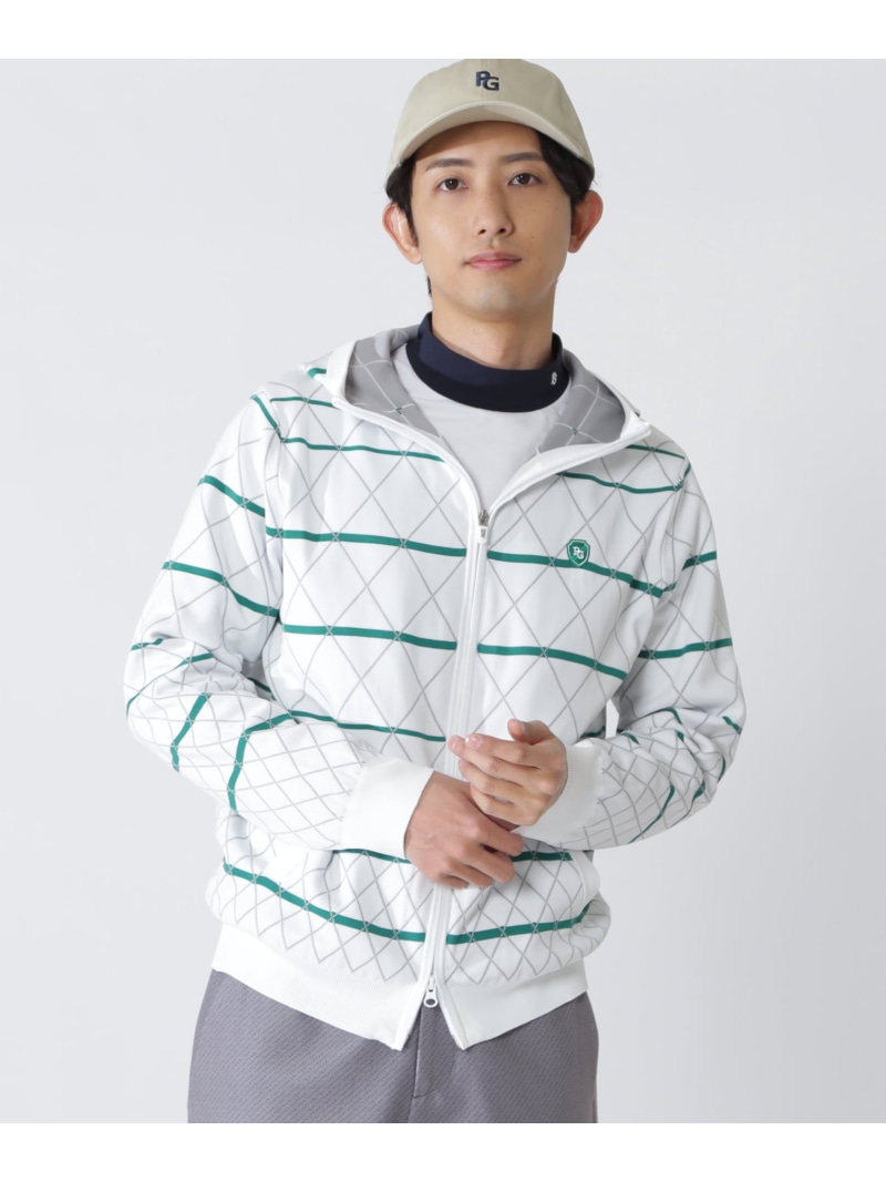 PEARLY GATES キルト見せ掛けジャガードフルジップニットフーディ パーリーゲイツ トップス ジレー 米国海軍 白いこと【貨物輸送無料】