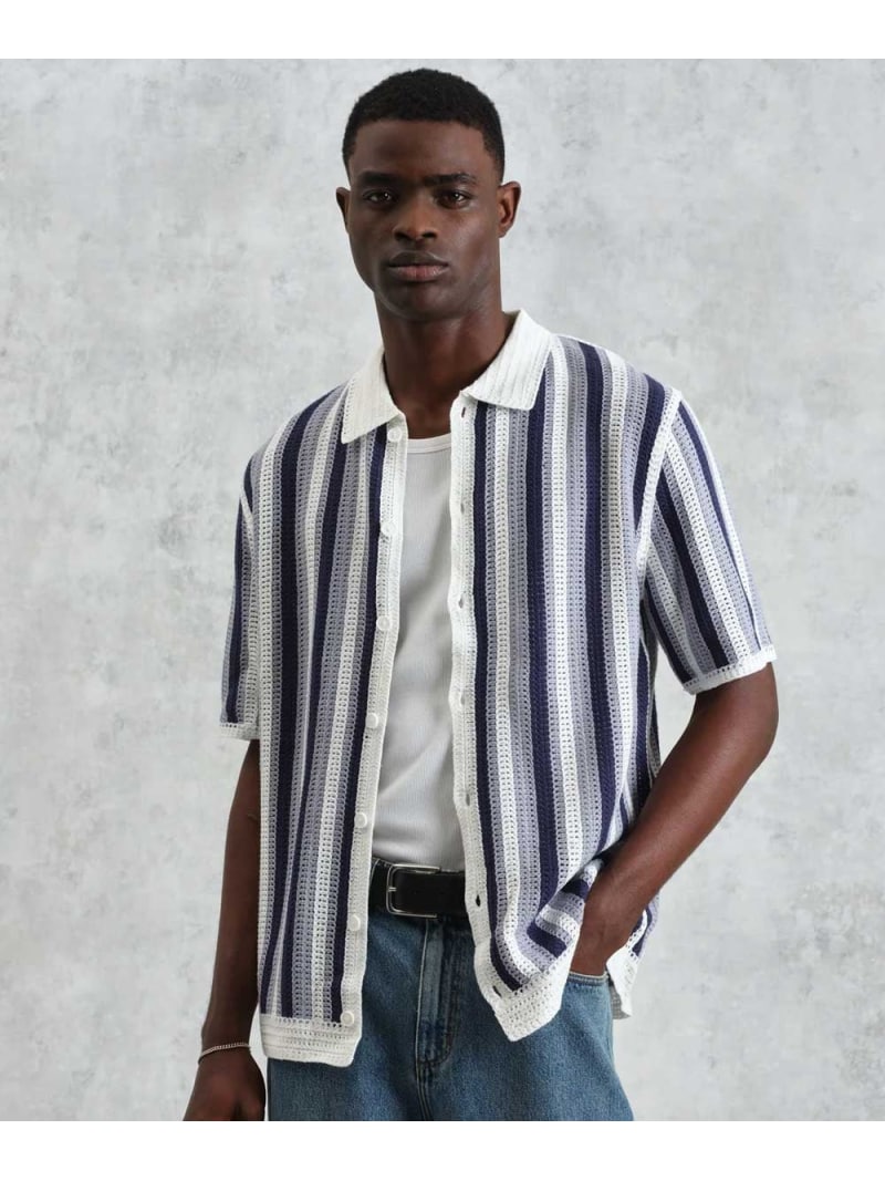 Wax London ポルトシャツ STRIPE CROCHET ワックスロンドン トップス シャツ・ブラウス ブルー【送料無料】 21,087円