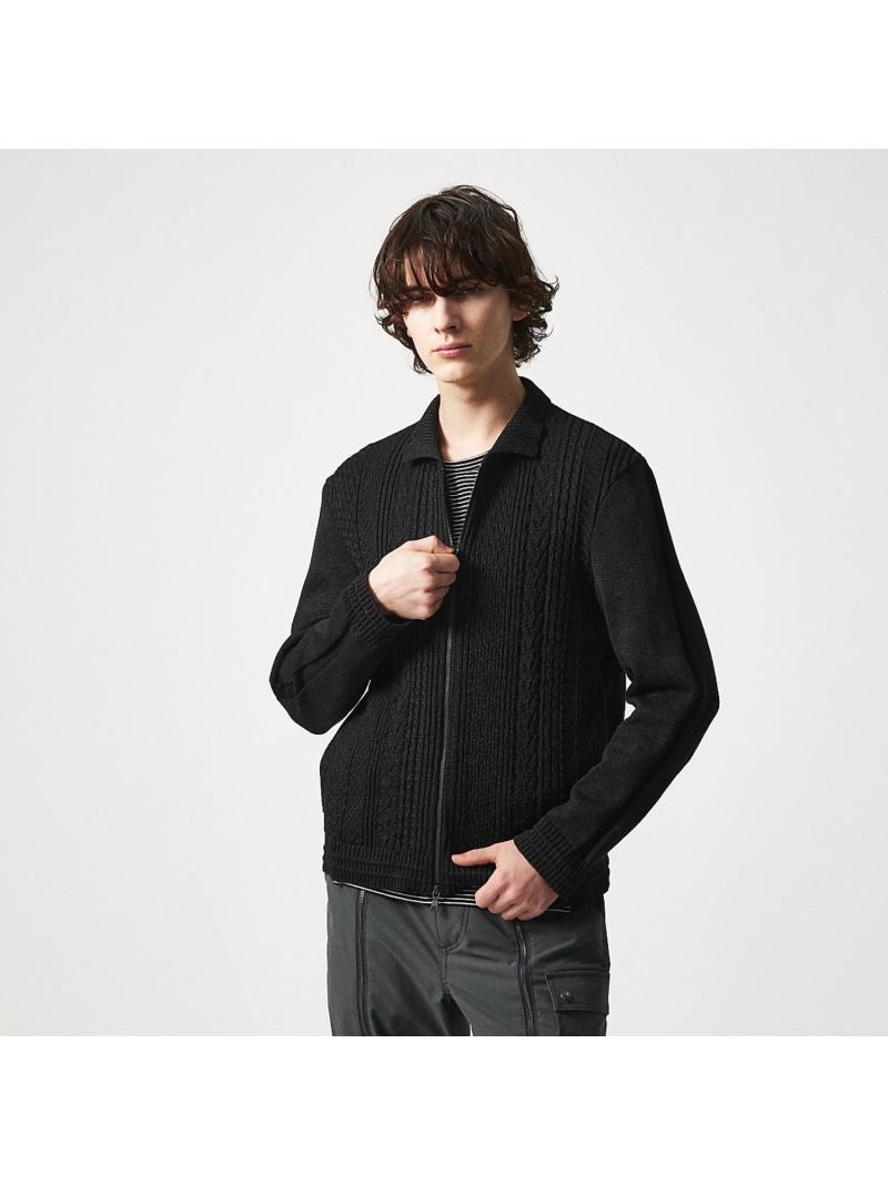 【SALE／25%OFF】5351POUR LES HOMMES コットン ペーパーニット ブルゾン ゴーサンゴーイチプールオム トップス ニット ブラック ホワイト【RBA_E】【送料無料】