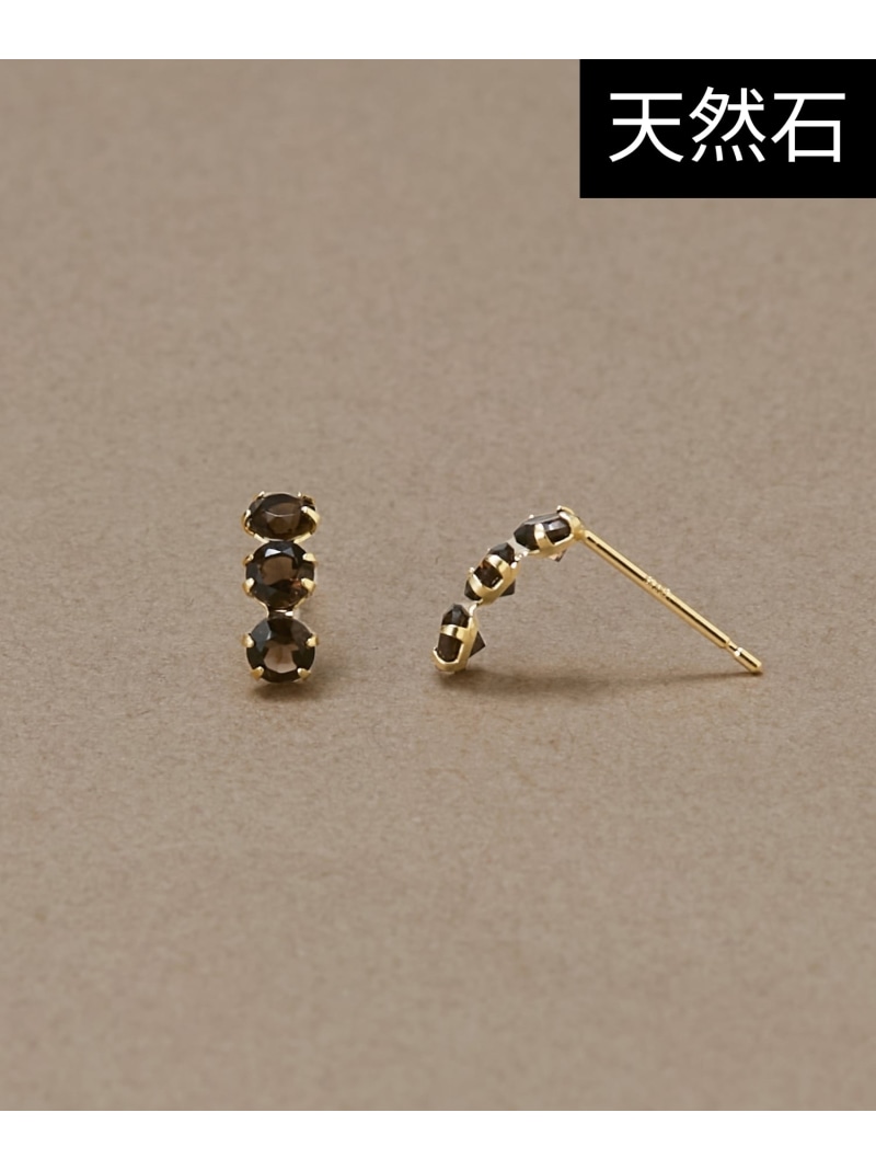 JUPITER 【K10】天然石フープピアス スモーキークォーツ ジュエルアディクト 付属品・ウオッチ ピアス 赤銅色【貨物輸送無料】