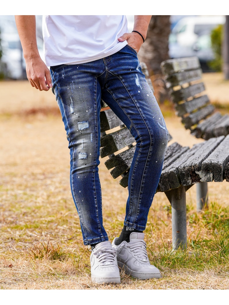 Retro Engine RTEG E\u0027s/F Paint Denim L/PT アダムスジャグラー ズボン下 デニム・ジーンズズボン下 米国海軍【貨物輸送無料】