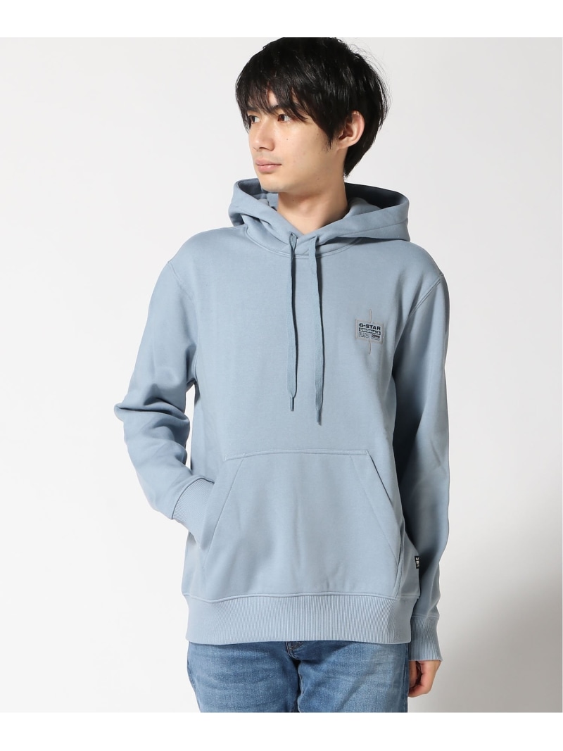 【SALE／40%OFF】G-Star RAW 【堅苦しさ販売店】LOGO HOODED SWEATER/グラフィックブランドロゴパーカー ジースターロゥ トップス パーカー・フーディー 青み【RBA_E】【貨物輸送無料】