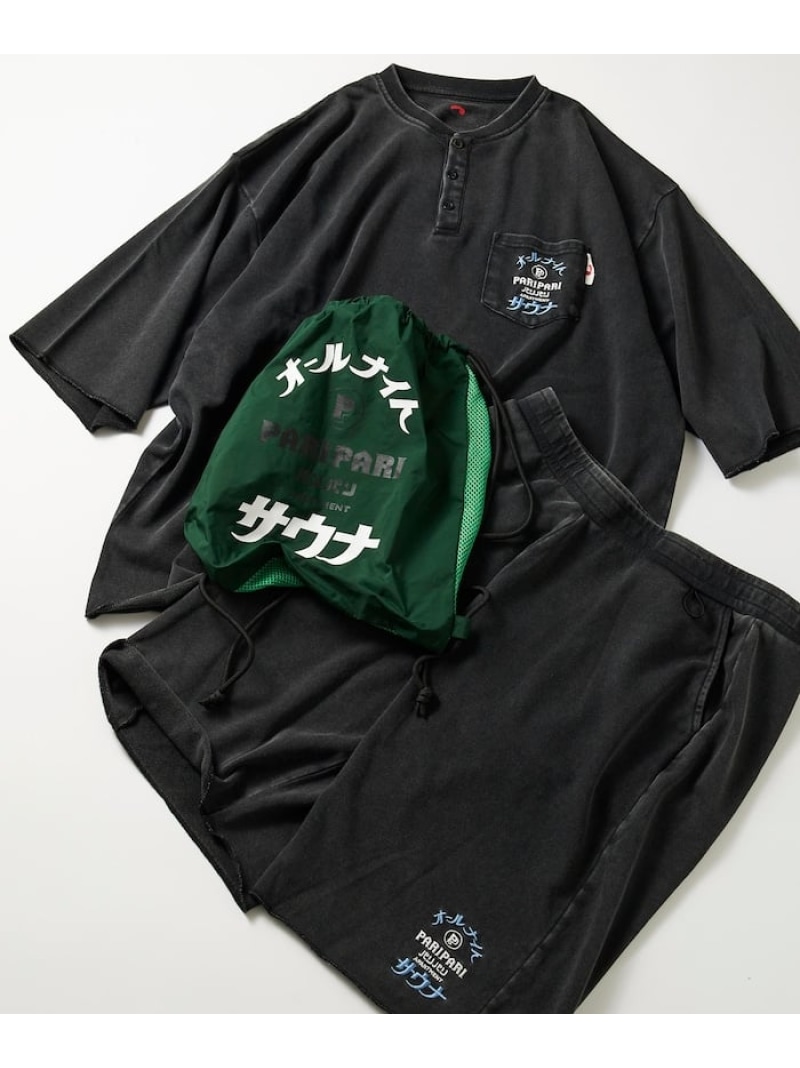 【SALE／21%OFF】SAUVENIR 別注 オールナイトサウナ KANNAIGI/館内着/パウダー加工裏毛セットアップ 25SS フリークスストア インナー・ルームウェア パジャマ ブラック ブルー【RBA_E】【送料無料】