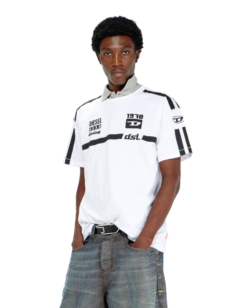 【SALE／40%OFF】DIESEL メンズ Tシャツ T-NORM-V12 ディーゼル トップス カットソー・Tシャツ ホワイト グリーン【RBA_E】【送料無料】｜ Fashion Men 10,118円