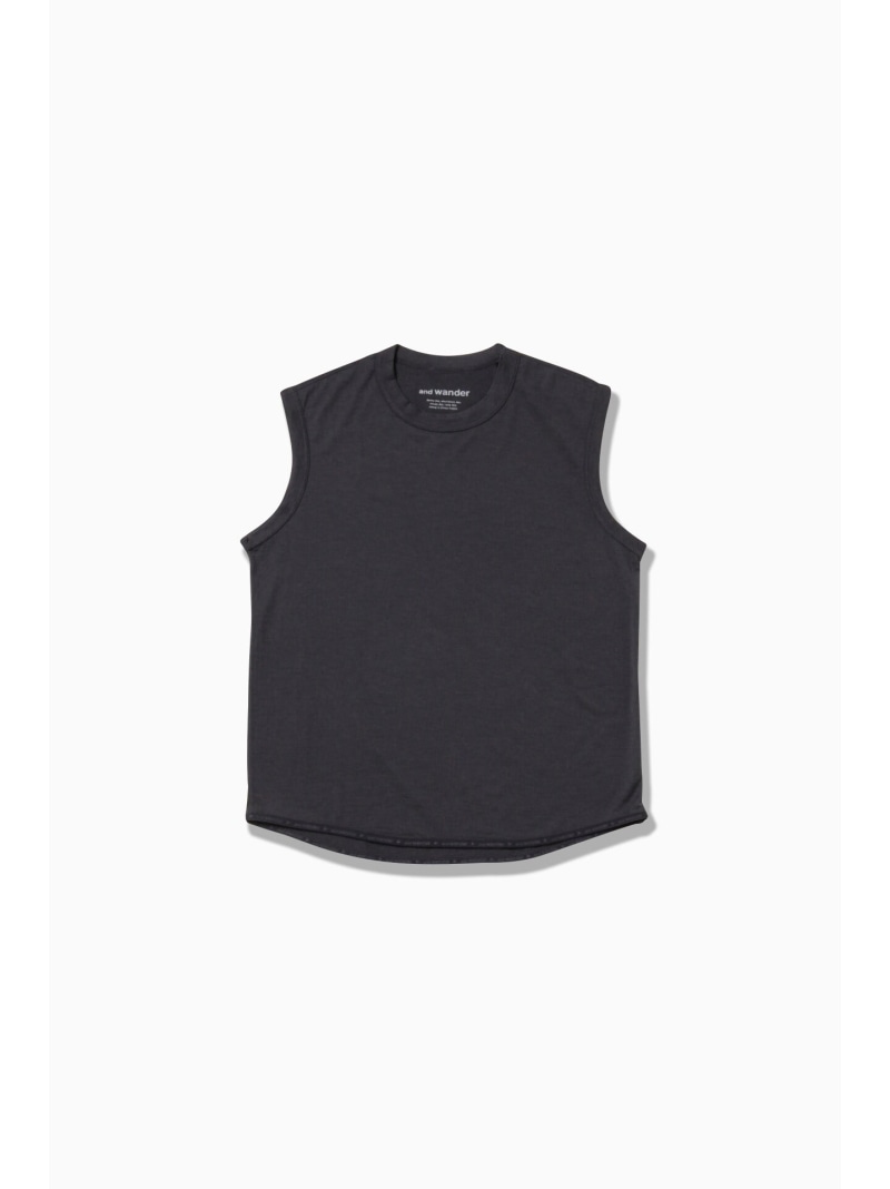 and wander merino base tank top アンドワンダー トップス カットソー・ティーシャツ 黒いこと 薄墨色 青碧 白いこと【貨物輸送無料】