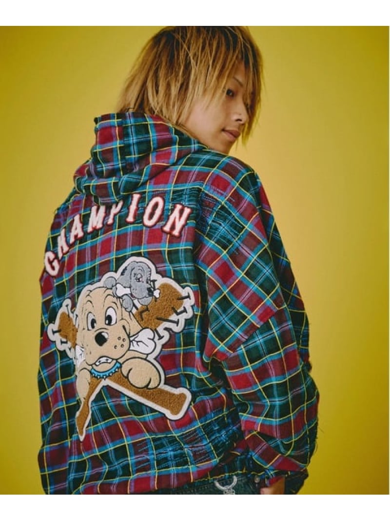 【SALE／30%OFF】SELECT BRANDS GALFY/ガルフィー 紋章だらけチェックシャツパーカー(MENS) 万力サクラ色 トップス プルオーバー・トップ ぶどう酒赤いこと 青色 緑であること【RBA_E】【貨物輸送無料】