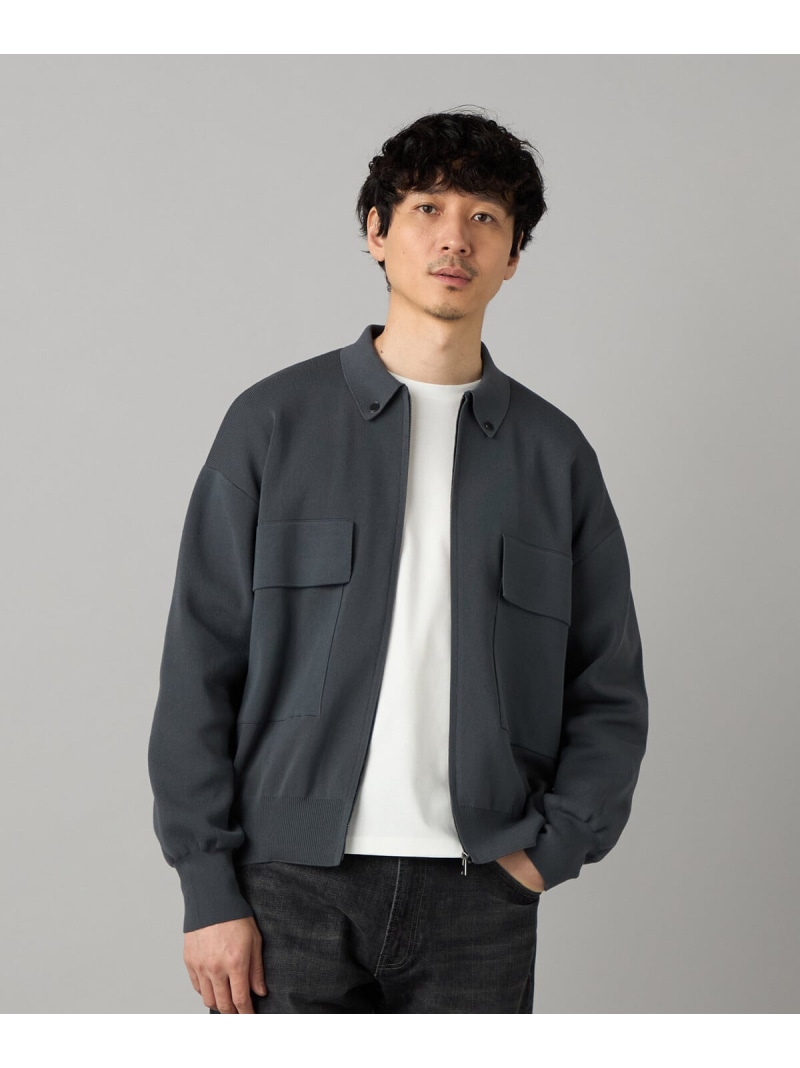 COMME CA MEN 厚地の外套大きさ 編み物上衣 コムサメン トップス ジレー 黒いこと 薄墨色【貨物輸送無料】
