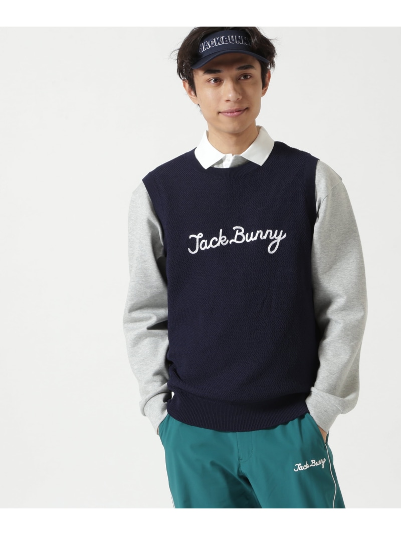 【SALE/30%OFF】Jack Bunny!! カノコ編みPEクルーネックニットベストプルオーバー ジャックバニー トップス ニット グリーン ブルー ネイビー【RBA_E】【送料無料】| Fashion Men