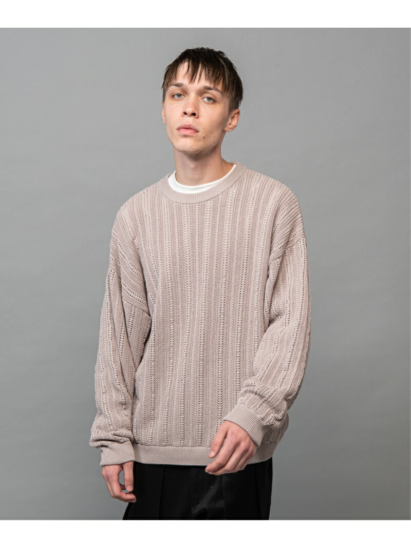 Mr Olive オープンワーク ウォッシャブルニット セーター クルーネック