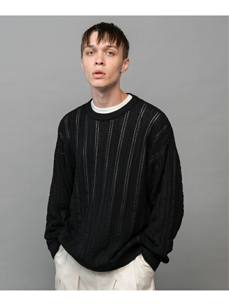 Mr Olive オープンワーク ウォッシャブルニット セーター クルーネック