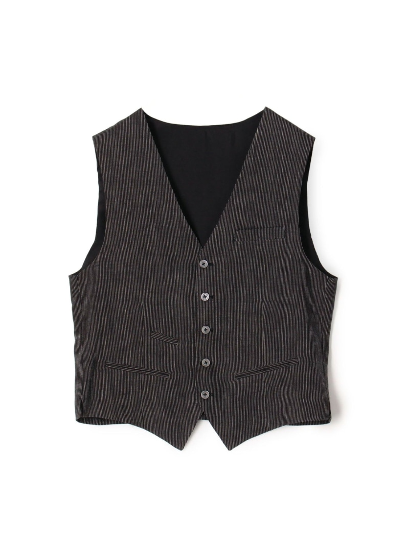 TOMORROWLAND BUYING WEAR ERRICO FORMICOLA リネン縞模様 照合のしるしより良い トゥモローランド トップス より良い・ジレ 黒いこと【貨物輸送無料】